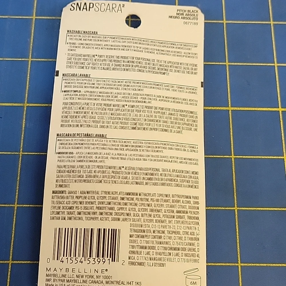 Maybelline Snapscara 300 Pitch Black Mascara 10ml New Sealed Package